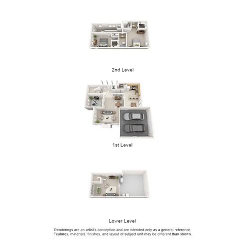 Floor plan for 2 beds, 2.5 baths, 2100 sqft